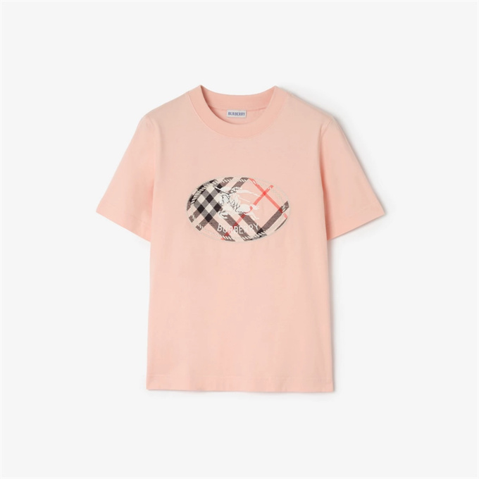 burberry check knight emblem print cotton t-shirt